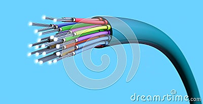 Optical light guide cable for fiber-optic communication Cartoon Illustration