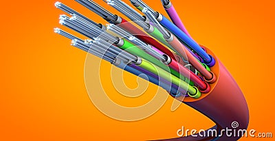 Optical light guide cable for fiber-optic communication Cartoon Illustration