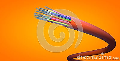 Optical light guide cable for fiber-optic communication Cartoon Illustration