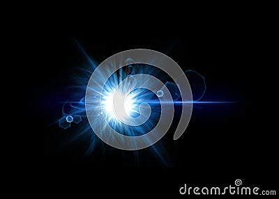 Optical Light Lens Flare and Star Effect, Realistic Flash with Glittering Lights Stock Photo