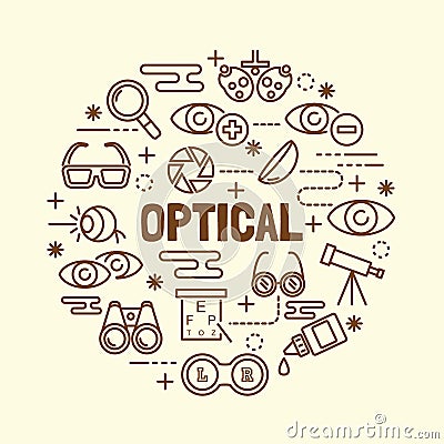 Optical minimal thin line icons set Vector Illustration