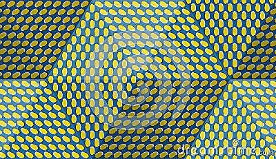 Optical motion illusion abstract background. Ellipse patterned seamless pattern in hexahedral pyramid form Vector Illustration