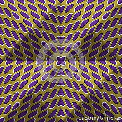 Optical motion illusion abstract background. Spotted seamless pattern in tetrahedral pyramids form Vector Illustration