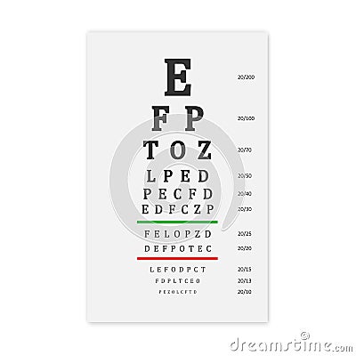 Optical vision test. Vector Illustration