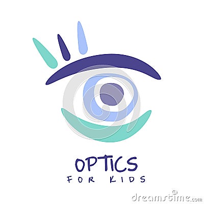 Optics for kids logo symbol, hand drawn illustration Vector Illustration