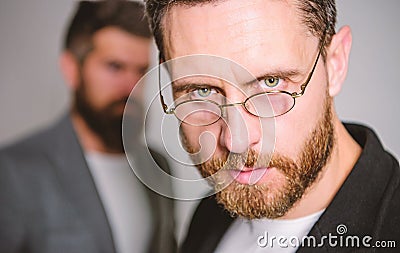 Optics and vision concept. Smart glance. Accessory for smart appearance. Wearing glasses may really mean you are smarter Stock Photo