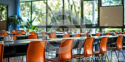 Optimal Configuration for a Business Event or Academic Training Session in a Lecture Hall. Concept Stock Photo