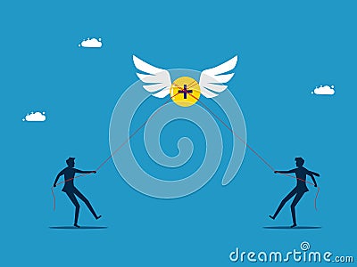 Optimism. Two businessmen competing for positive energy Vector Illustration