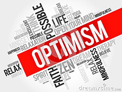Optimism word cloud Stock Photo