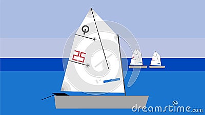 Optimist sailboat Vector Illustration