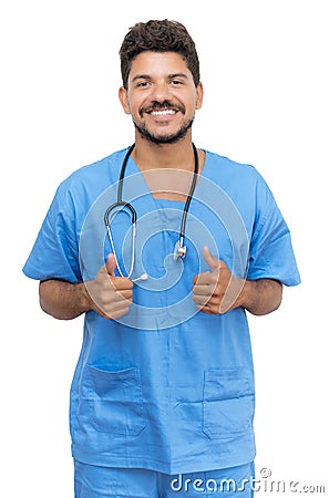 Optimistic mexican male nurse at work Stock Photo