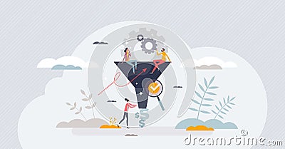 Optimization and performance efficiency development tiny person concept Vector Illustration