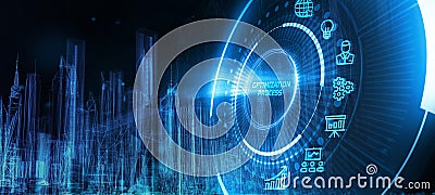 Optimization Software Technology Process System Business concept. Business, Technology, Internet and network concept Stock Photo