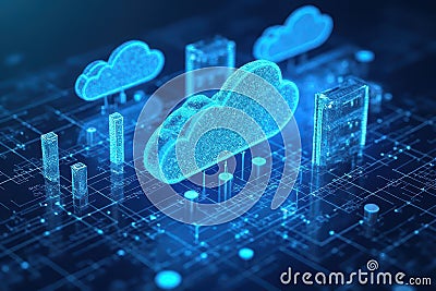 Optimized Cloud Architecture and Data Management Stock Photo