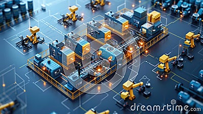 Optimized Production Processes with Smart Factory Integration: IoT Devices, Data Analytics, and Automation Stock Photo