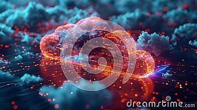Optimizing digital data processing through integrated cloud computing for efficient operations. Stock Photo