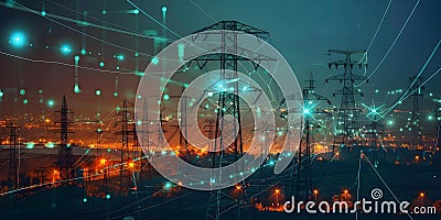 Optimizing Energy Distribution from Renewable Sources with Smart Grid Technologies and Artificial Stock Photo