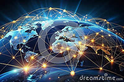 Optimizing Global Supply Chains with Interconnected Nodes and Generative AI A FutureForward Approach to Efficiency and Stock Photo