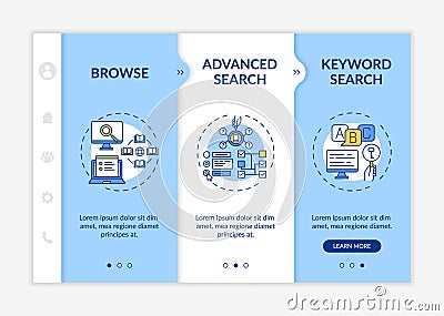 Optimizing searching mechanism onboarding vector template. Vector Illustration