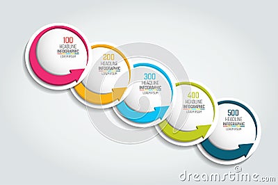 Option chart, scheme, diagram, timeline. 5 Infographic template. Vector Illustration