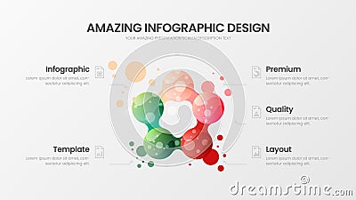 5 option marketing analytics vector illustration template. Creative organic business statistics infographic design layout. Vector Illustration