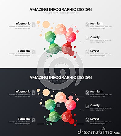 5 option marketing analytics vector illustration template set. Organic business statistics infographic design layout bundle. Vector Illustration