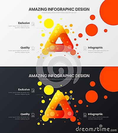 3 option triangle analytics vector illustration template. Business data design set. Organic statistics infographic bundle. Vector Illustration