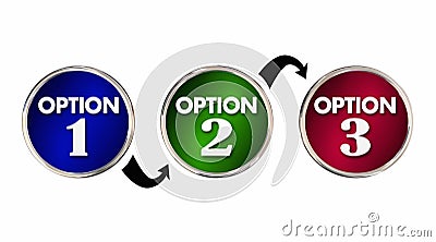 Options 1 2 3 One Two Three Choice Best Decision Stock Photo