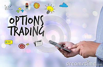 OPTIONS TRADING investment in option trade of trader Business co Stock Photo