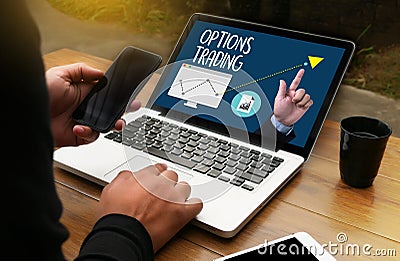 OPTIONS TRADING investment in option trade of trader Business co Stock Photo