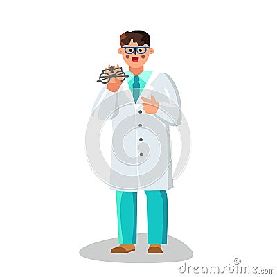 Optometrist Doctor Showing Trial Frame Vector Illustration Vector Illustration