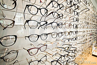 Optometrist and optician shop in Poland Editorial Stock Photo