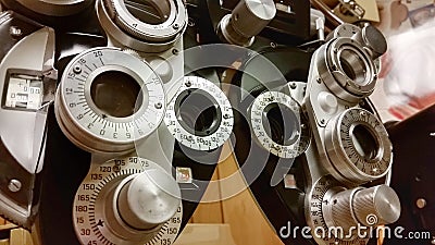 Optometrist Phoropter equipment Stock Photo