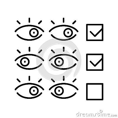 Optometry check reaction, synchronicity. Line icon concept Vector Illustration