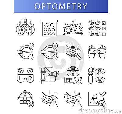 Optometry visual acuity tables. Line icon concept Vector Illustration