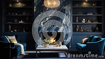 opulence dark blue marble Cartoon Illustration