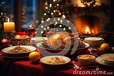 Opulent Christmas dinner Stock Photo