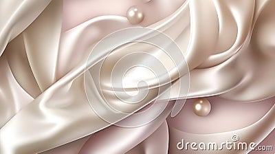 Opulent elegance, silk and foil pearl background Stock Photo