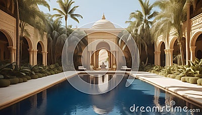 The opulent mirage pool in a desert resort Stock Photo