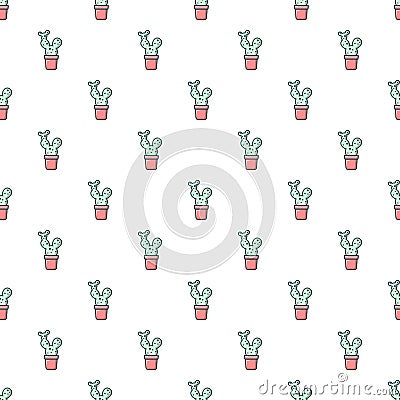 Opuntia cactus pattern seamless Vector Illustration