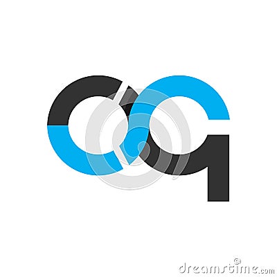 oq, cq, og, cg initials geometric circle logo and icon Vector Illustration