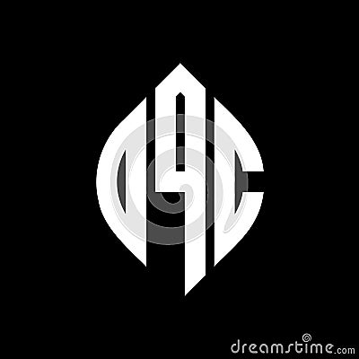 OQC circle letter logo design with circle and ellipse shape. OQC ellipse letters with typographic style. The three initials form a Vector Illustration