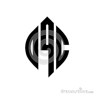 OQC circle letter logo design with circle and ellipse shape. OQC ellipse letters with typographic style. The three initials form a Vector Illustration