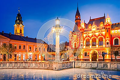 Oradea, Romania - Union Square, famous baroque downtown, historical city in Transylvania Stock Photo