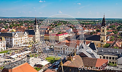 Oradea Unirii Square panorama Editorial Stock Photo