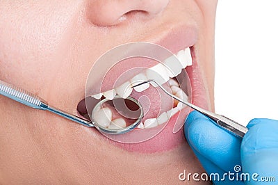 Oral hygienist at work Stock Photo