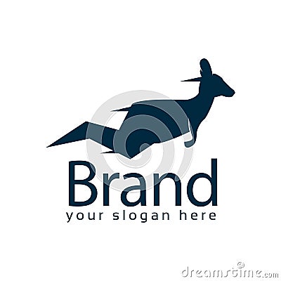 Kangaroo quick logo, flat design. Vector Illustration on white background Vector Illustration