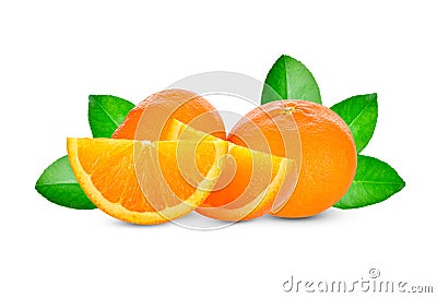 Orang fruit isolate. Orange with leaves isolated on white Stock Photo