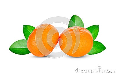 Orang fruit isolate. Orange with leaves Stock Photo