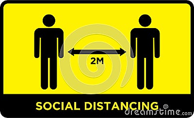 Social distancing banner. Keep the 2 meter distance. Vector Illustration